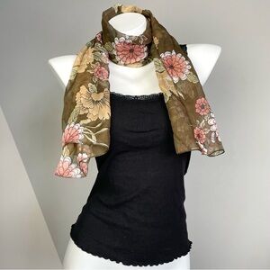 Vintage Brown Floral Scarf